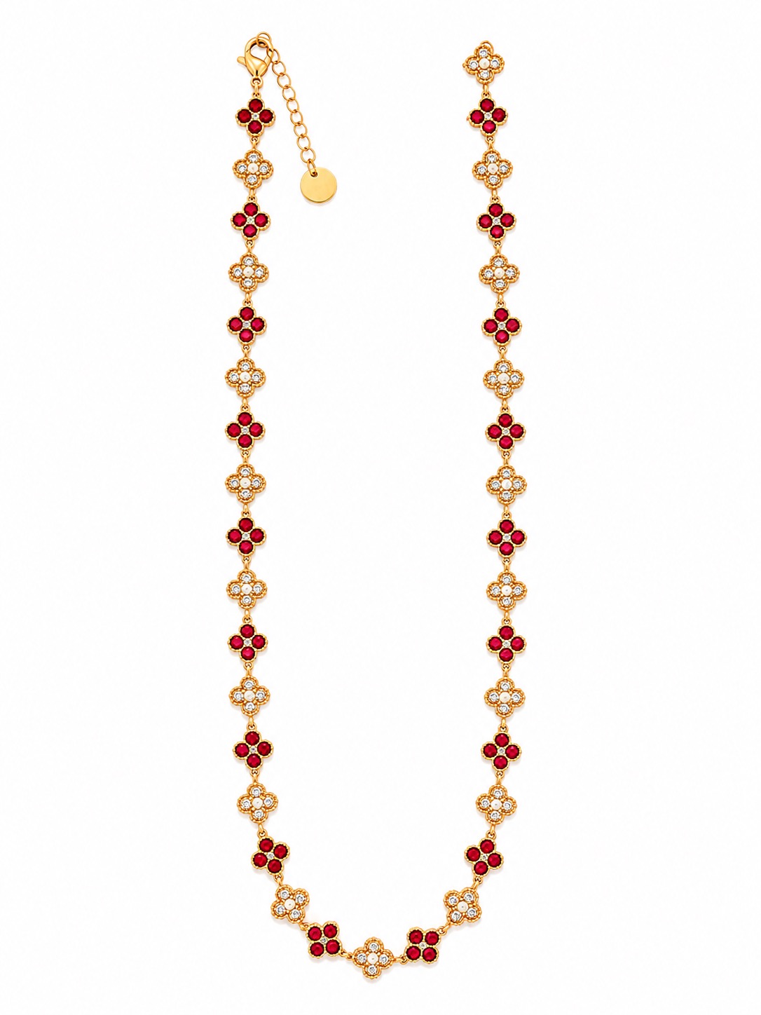 Collar largo floral rojo
